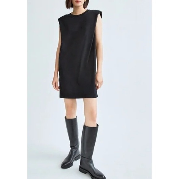 Babaton Aritzia Womens Black Sleeveless Mini Dress Shoulder Pads Cotton Size 1X - Picture 1 of 12